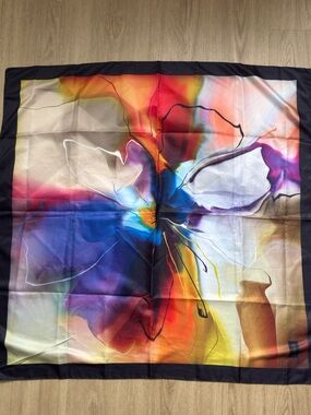 Vibrant Abstract Floral Satin Scarf 35x35 - Multicolor